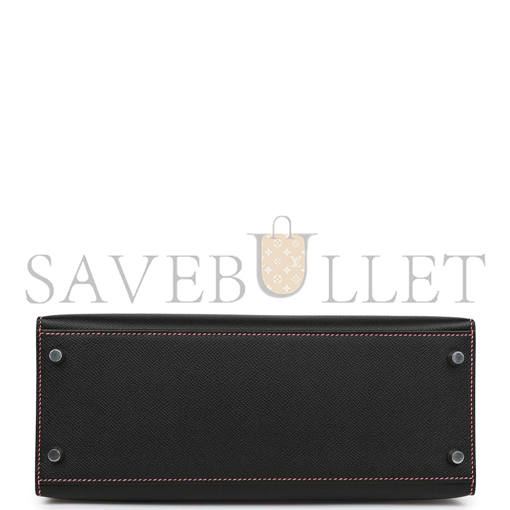 H**mes master kelly 25 black and rose azalee epsom hardware (25*17*7cm)